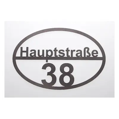 Ovales Edelstahl - Türschild mit Straßennamen und Hausnummer