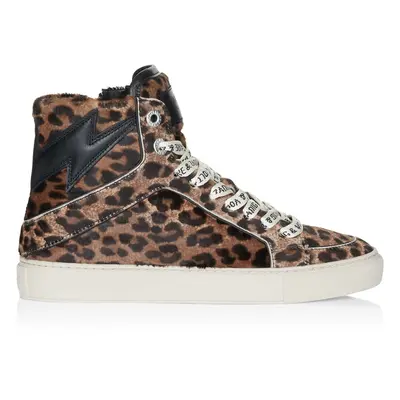 Zadig Voltaire High Flash Printed Cowskin Wit Schuhe braun 38