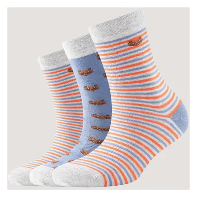 TOM TAILOR Unisex Socken im Dreierpack mit Motivprint, blau, Print