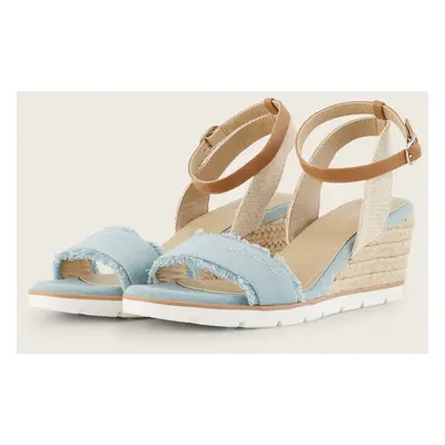 TOM TAILOR Damen Keilsandalette mit hochwertigem Kunstleder, blau, Uni