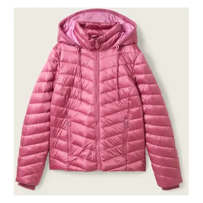 TOM TAILOR Damen Leichte Steppjacke mit Kapuze, rosa, Uni