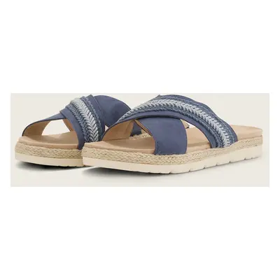 TOM TAILOR Damen Flache Slipper, blau, Uni