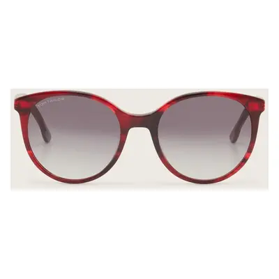 TOM TAILOR Damen Retro Sonnenbrille mit runden Gläsern, blau, Logo Print