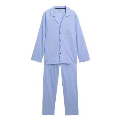 TOM TAILOR Herren Pyjama mit Brusttasche, blau, Kariert