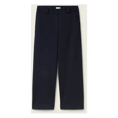 TOM TAILOR Damen Cropped Hose mit geradem Bein, blau, Uni