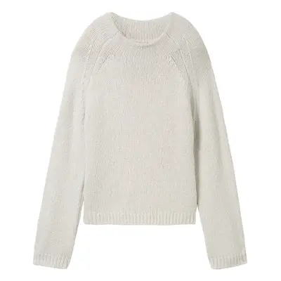 TOM TAILOR Damen Raglan Strickpullover, grau, Meliert