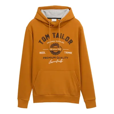 TOM TAILOR Herren Hoodie mit Logo Print, braun, Logo Print