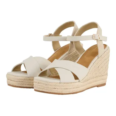 TOM TAILOR Damen Sandalen mit Keilabsatz, beige, Uni