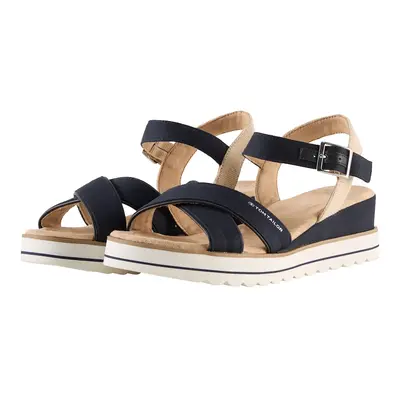 TOM TAILOR Damen Sandalen mit Keilabsatz, blau, Uni