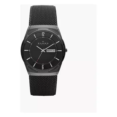 Skagen Uhr Melbye Titanium Tag Datum Milanaise Titan Edelstahl mitternachtsblau