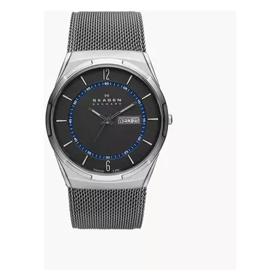 Skagen Uhr Melbye Titanium Tag Datum Milanaise Titan Edelstahl holzkohlenschwarz