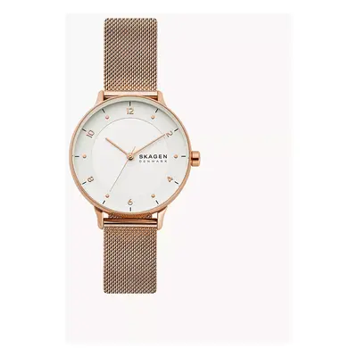 Skagen Uhr Riis 3-Zeiger-Werk Milanaise Edelstahl roségoldfarben