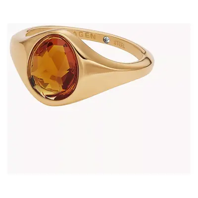 Skagen Ring Sea Glass Statement Glas honigfarben - Goldfarben