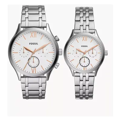 Fossil Outlet Geschenkset Uhren Fenmore His and Hers Multifunktionswerk Edelstahl