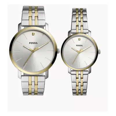 Fossil Outlet Geschenkset Uhren Lux Luther His and Hers 3-Zeiger-Werk Edelstahl Bicolor