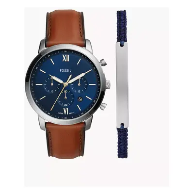 Fossil Set Uhr Neutra Chronograph Leder braun Armband