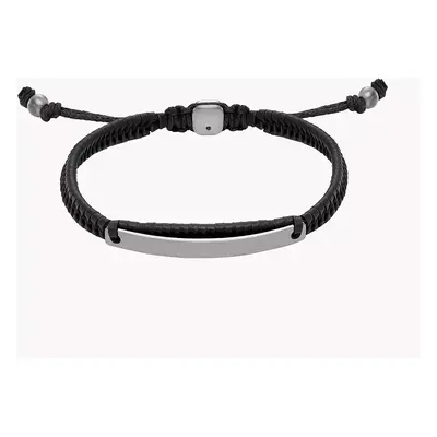 Fossil Outlet Armband Elliott Plakette Leder schwarz - Schwarzes Leder