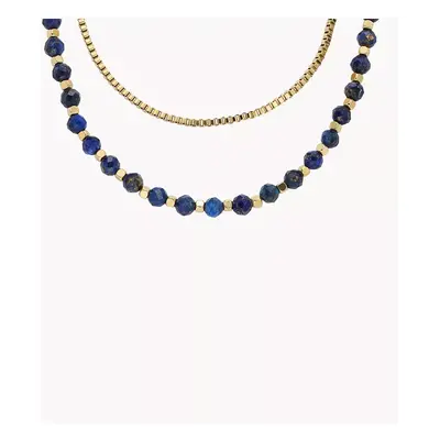 Fossil Kette All Stacked Up Beads Lapislazuli blau - Goldfarben