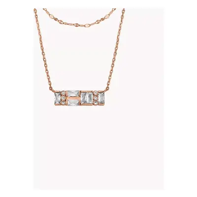 Fossil Outlet Kette Hazel Sparkling Baguettes mehrreihig Metall roségoldfarben - Roségoldfarben