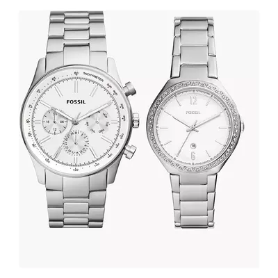 Fossil Outlet Box-Set His and Hers Uhr Multifunktionswerk Edelstahl