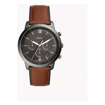 Fossil Herrenuhr Neutra Chronograph Leder Rotbraun