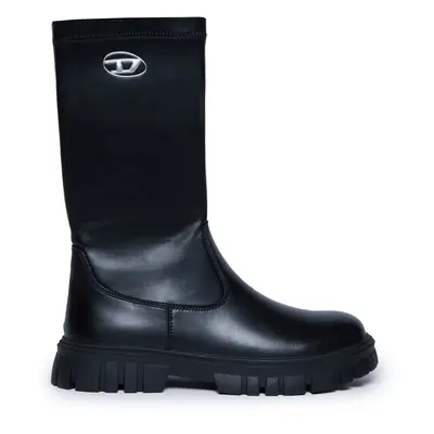 Diesel - Kniehohe Boots aus Leder - Schuhe - Unisex - Schwarz