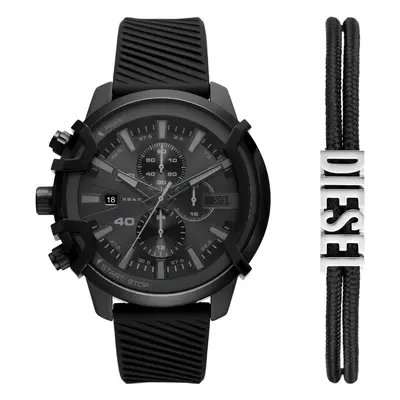 Diesel - Griffed Silikonarmband und armband - Uhren - Herren - Schwarz