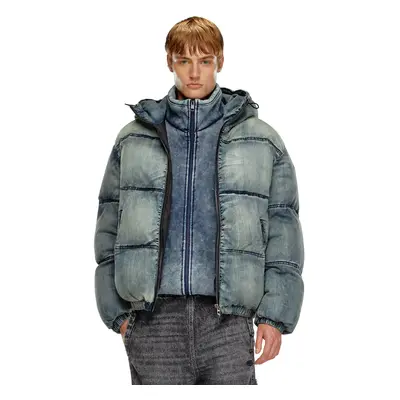 Diesel - Pufferjacke aus behandeltem Denim - Winterjacken - Herren - Blau