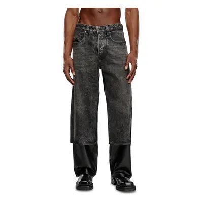 Diesel - Hose aus Leder und Jeansstoff - Hosen - Herren - Schwarz