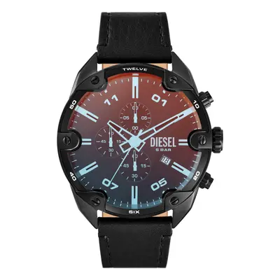 Diesel - Spiked Chronograph mit schwarzem Lederarmband - Uhren - Herren - Schwarz