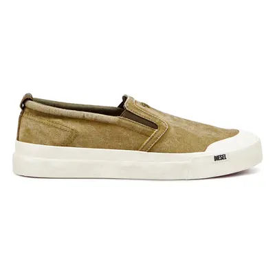 Diesel - S-Athos-Slip-on-Sneakers aus Canvas mit D-Stickerei - Sneakers - Herren - Braun