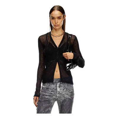 Diesel - Transparenter Cardigan mit BH-Detail - Strickwaren - Damen - Schwarz