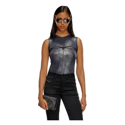 Diesel - Metallic-Tank-Top mit Brustschlitz - T-Shirts - Damen - Blau