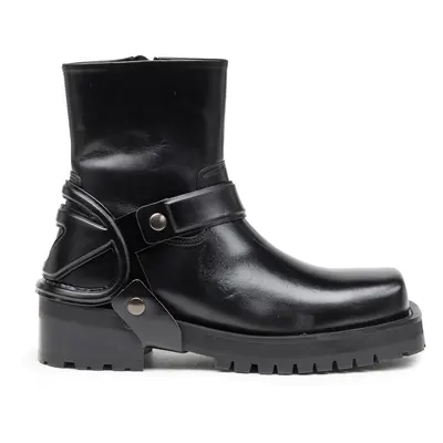 Diesel - D-Texan-Riemen-Boots aus glänzendem Leder - Stiefel - Herren - Schwarz