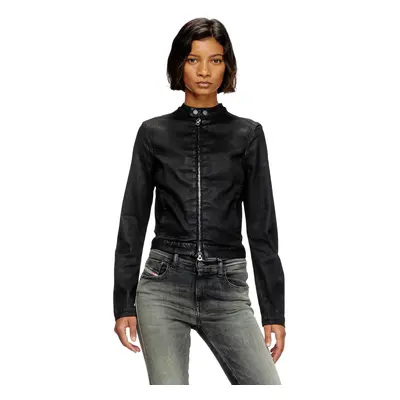 Diesel - Motorradjacke aus beschichtetem Denim - Denim jacken - Damen - Schwarz