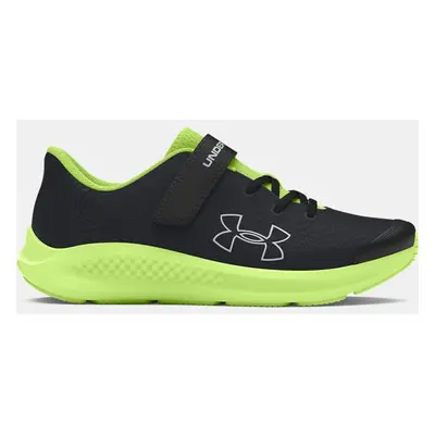 Jungen Pre-School Under Armour Pursuit 3 AC Big Logo Laufschuhe Schwarz / Morph Grün / Mod Grau 