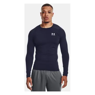 HeatGear® Langarm-Oberteil für Herren Midnight Blaue Marine / Weiß L
