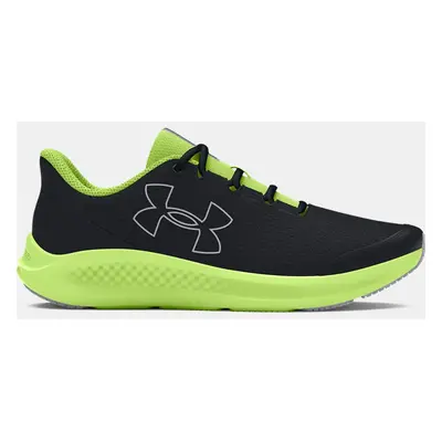 Grade School Under Armour Charged Pursuit 3 Big Logo Laufschuhe für Jungen Schwarz / Morph Grün 