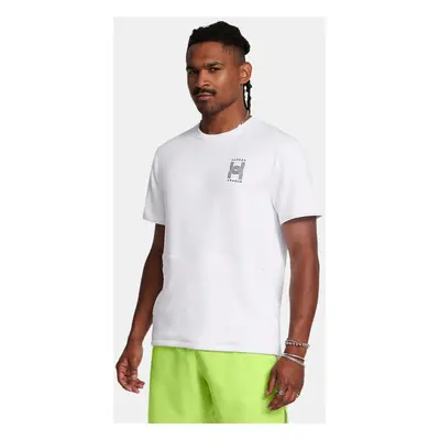 Herren Under Armour Run Anywhere Kurzarm-Oberteil Weiß / Morph Grün / Schwarz L