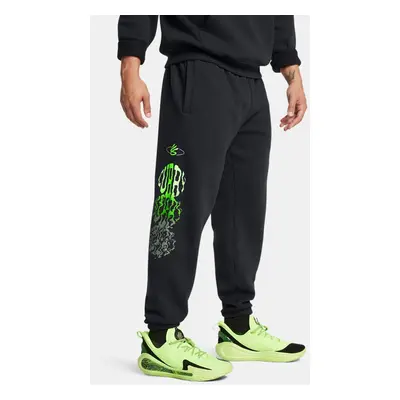 Curry Splash Jogginghose mit Aufdruck für Herren Schwarz / Hyper Grün L