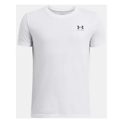 Jungen Under Armour Sportstyle Oberteil mit Logo links an der Brust, kurzärmlig Weiß / Schwarz Y