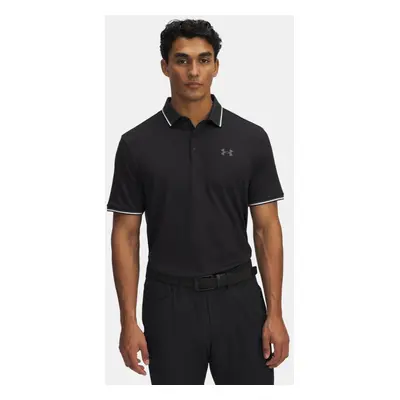 Under Armour Playoff 3.0 Rippstrick-Poloshirt für Herren Schwarz / Weiß / Castlerock L