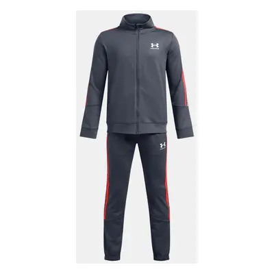 Under Armour Icon Strick-Trainingsanzug für Jungen Downpour Grau / Fire / Weiß YXL (160 - 170 cm