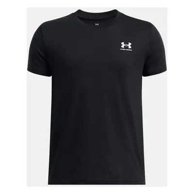 Jungen Under Armour Sportstyle Oberteil mit Logo links an der Brust, kurzärmlig Schwarz / Weiß Y