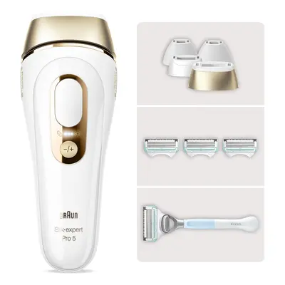 Braun IPL Silk-expert Pro 5 PL5358  Weiß/Gold; Neu für Intimbereich