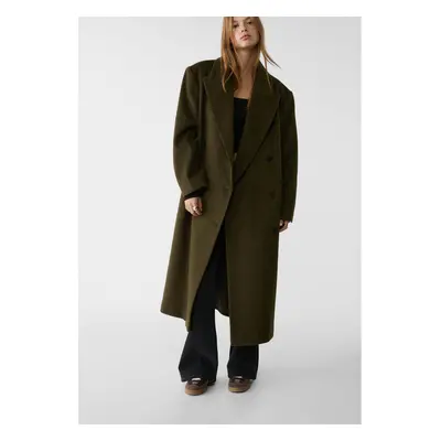 Stradivarius Oversize-Mantel mit Knöpfen Khaki