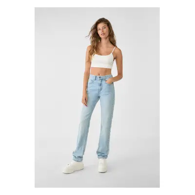 Stradivarius Bequeme Straight-Fit- und Regular-Waist-Jeans Denim