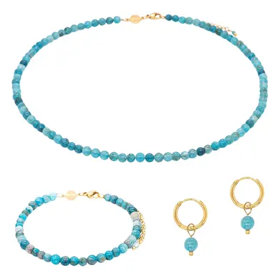 Halskette, Armband und Ohrringe aus Apatit für Frauen Sloya Serena