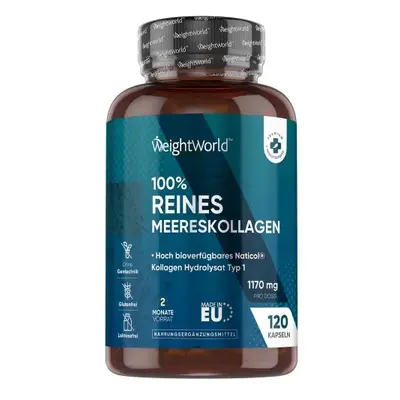 Marine Collagen - 1170mg 120 Meereskollagen Kapseln - Hydrolyzate Type 1 NatiCol Kollagen Kapsel