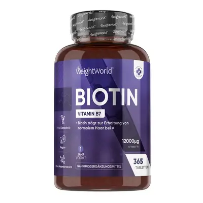 Biotin Tabletten 365 Tabletten mit je 12.0000 µg Vitamin B7 WeightWorld